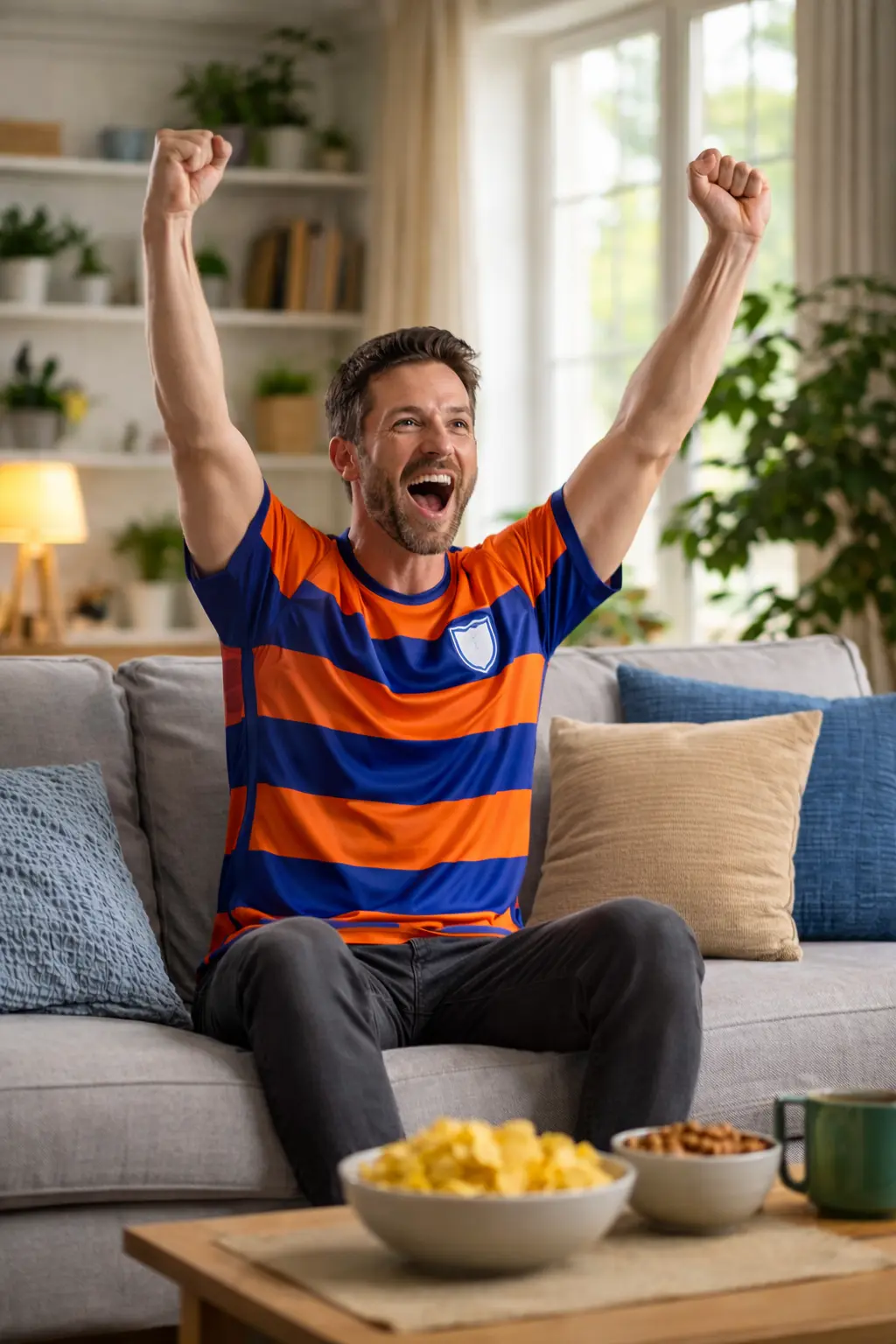 man watching football match from the best iptv provider